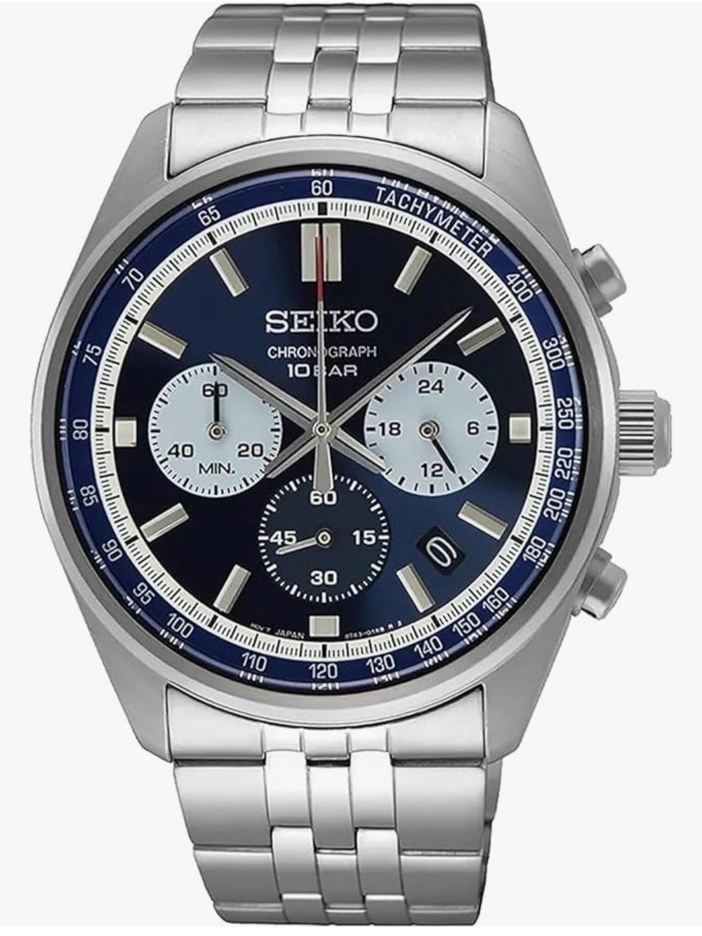 Seiko Blue Dial Silver-Tone Chronograph Men's Watch